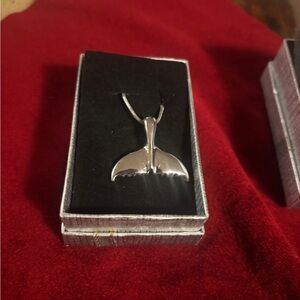 Silver Whale Tail Pendant Necklace